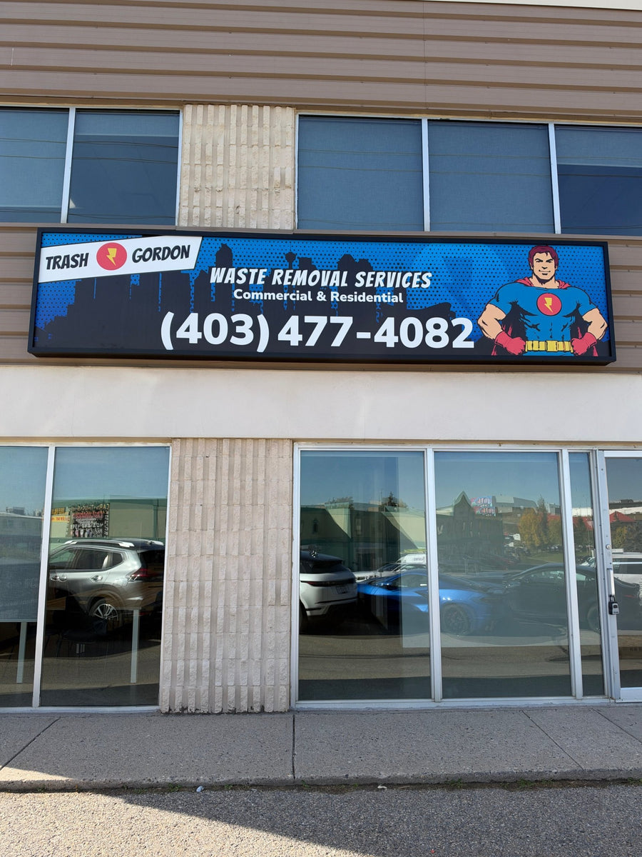 Trash Gordon lightbox sign — commercial storefront signs Calgary by NEON YYC