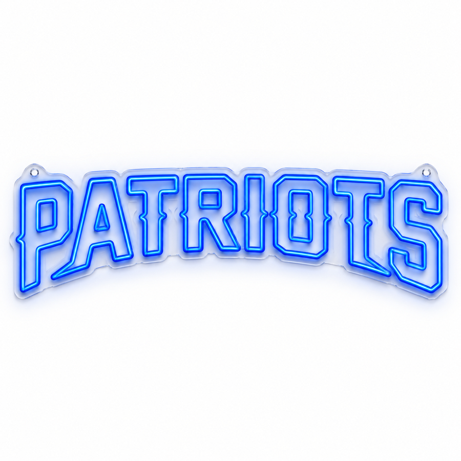 New England Patriots Wordmark LED Neon Sign – 2 ft × 2 ft