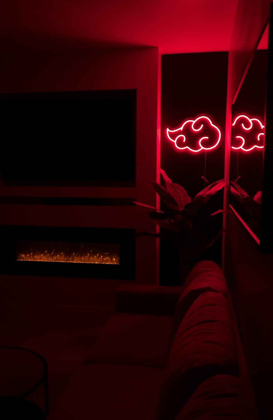 Akatsuki cloud red LED neon sign in home — personal neon signs Calgary