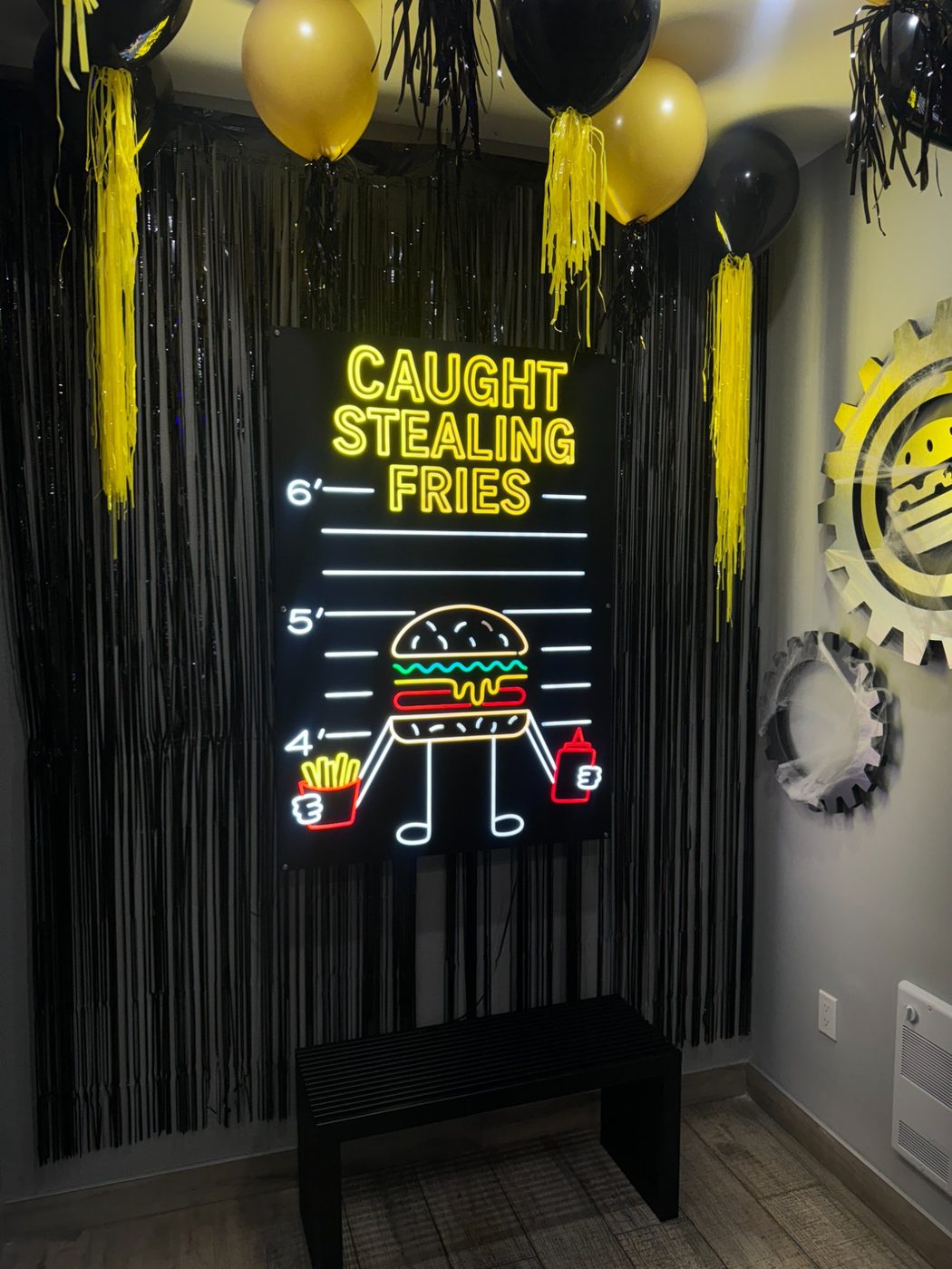 Caught Stealing Fries custom neon sign Burger Factory — Calgary neon signs