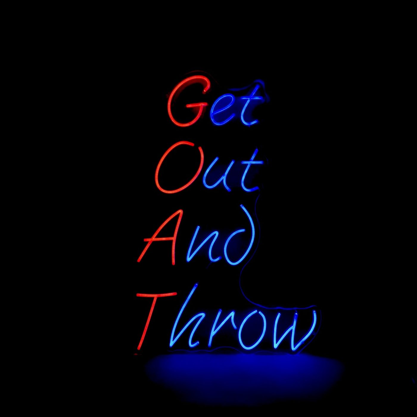 Get Out And Throw custom neon sign red and blue — Calgary neon studio