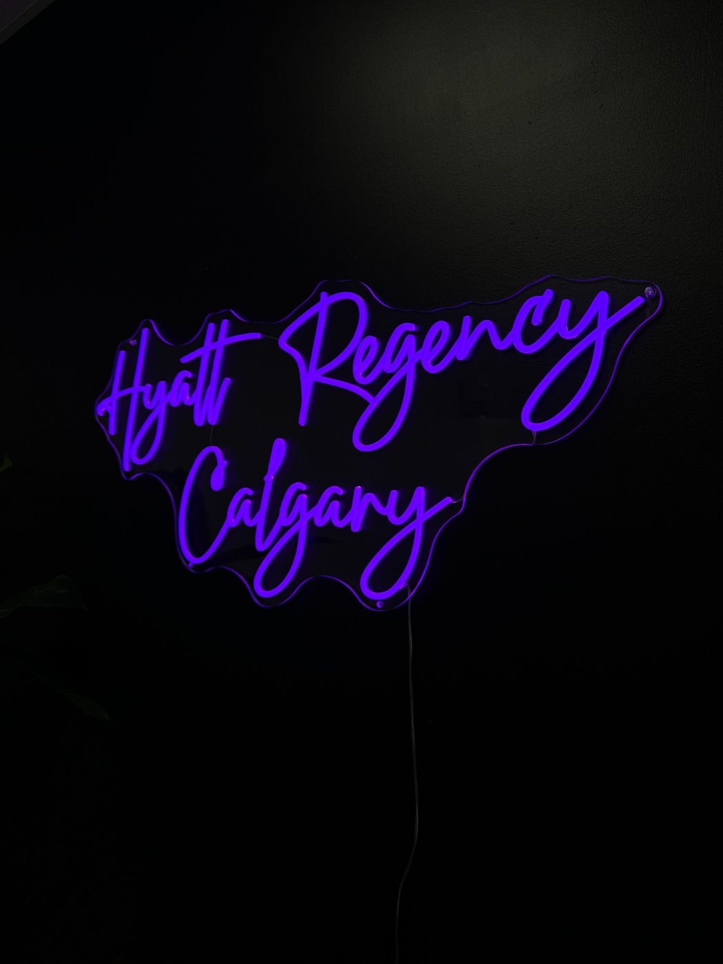 Hyatt Regency Calgary purple LED neon sign — commercial neon signs Calgary