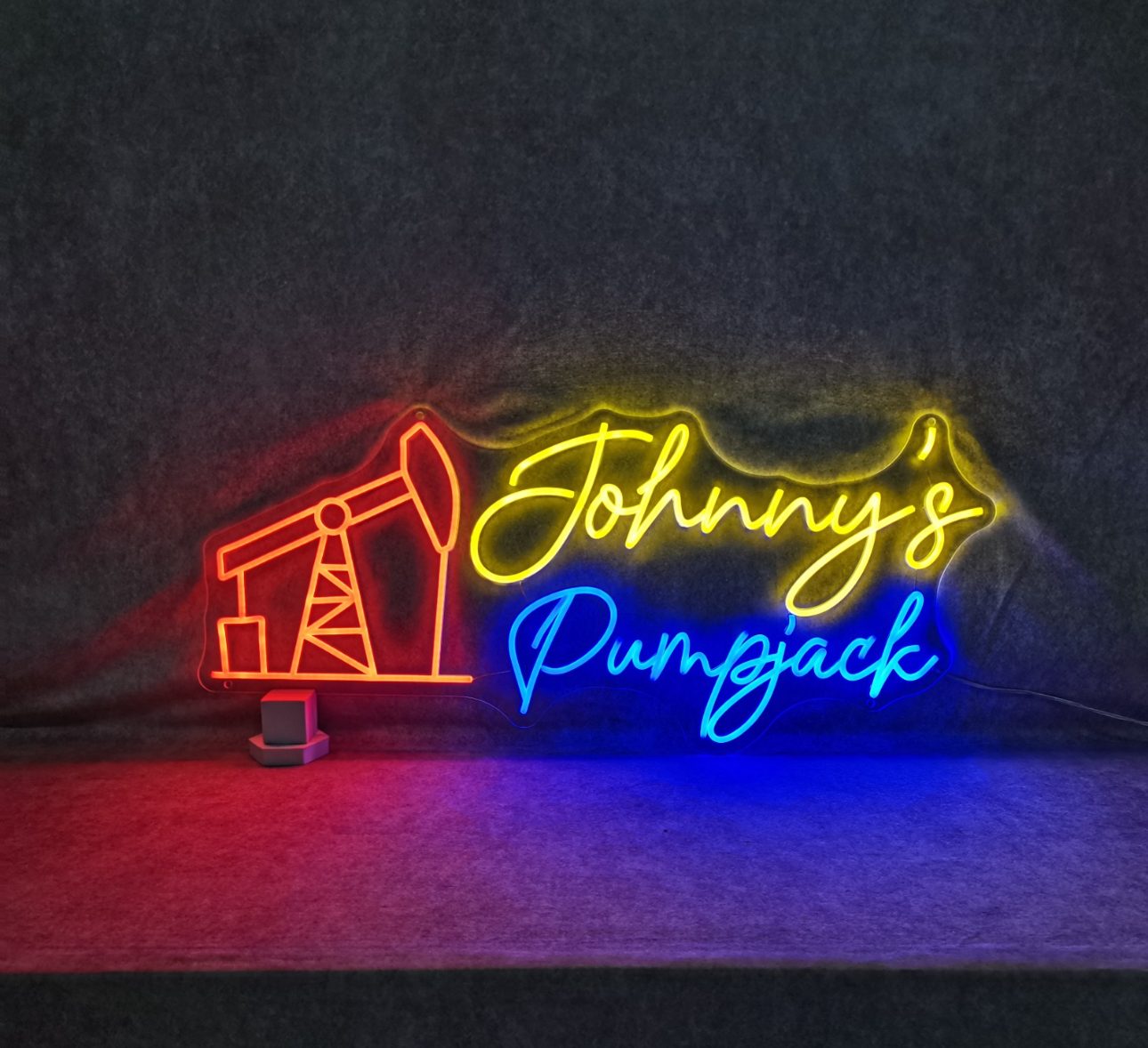 Johnnys Pumpjack custom multi-colour LED neon sign — Calgary neon signs