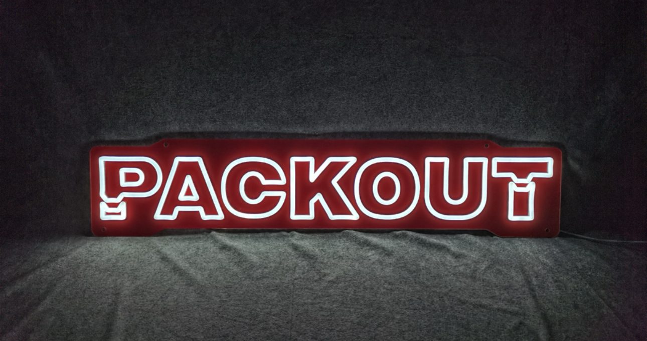 Milwaukee Packout custom red LED neon sign — commercial neon signs Calgary