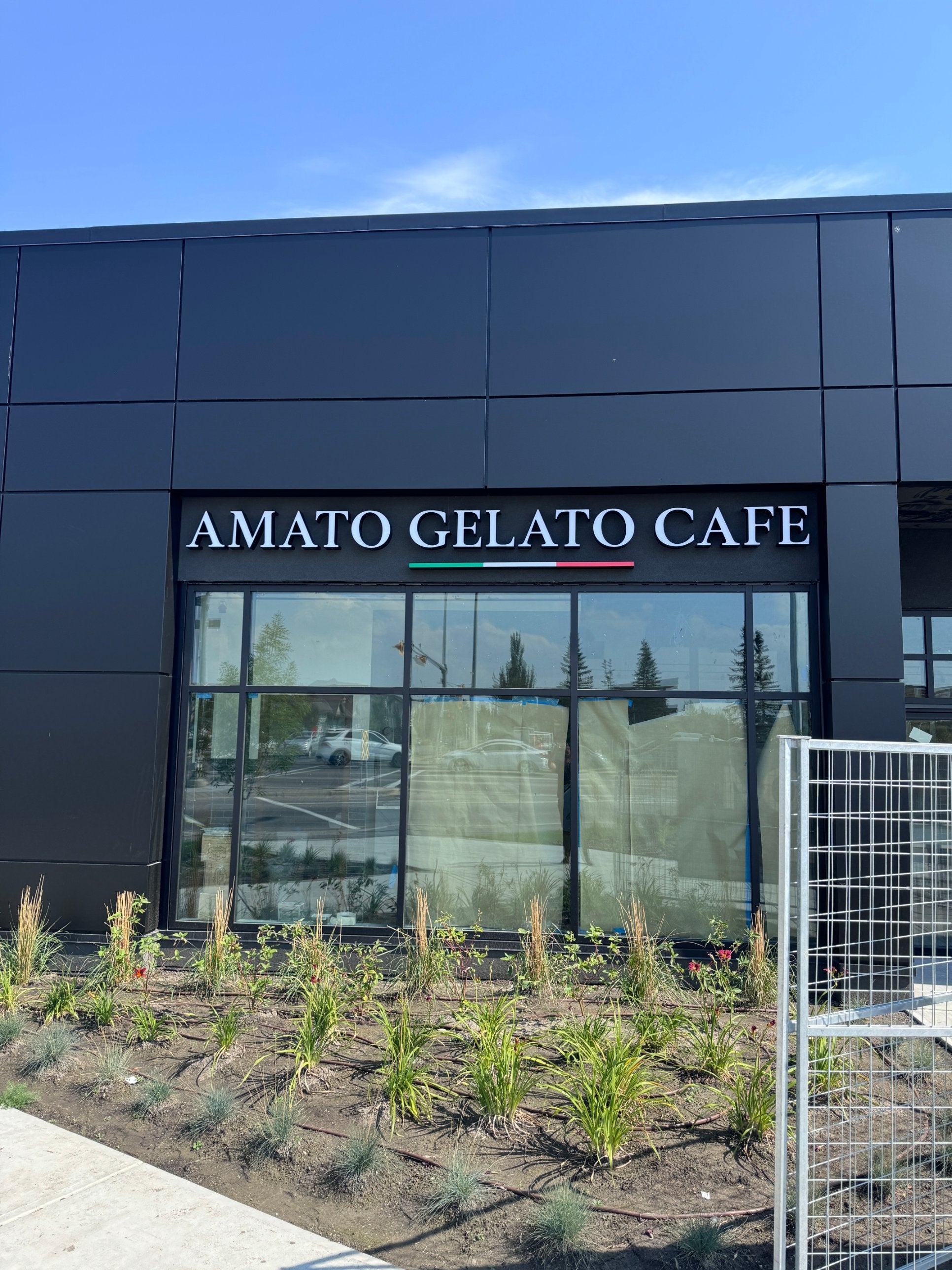Amato Gelato Cafe illuminated channel letters storefront — Calgary channel letters
