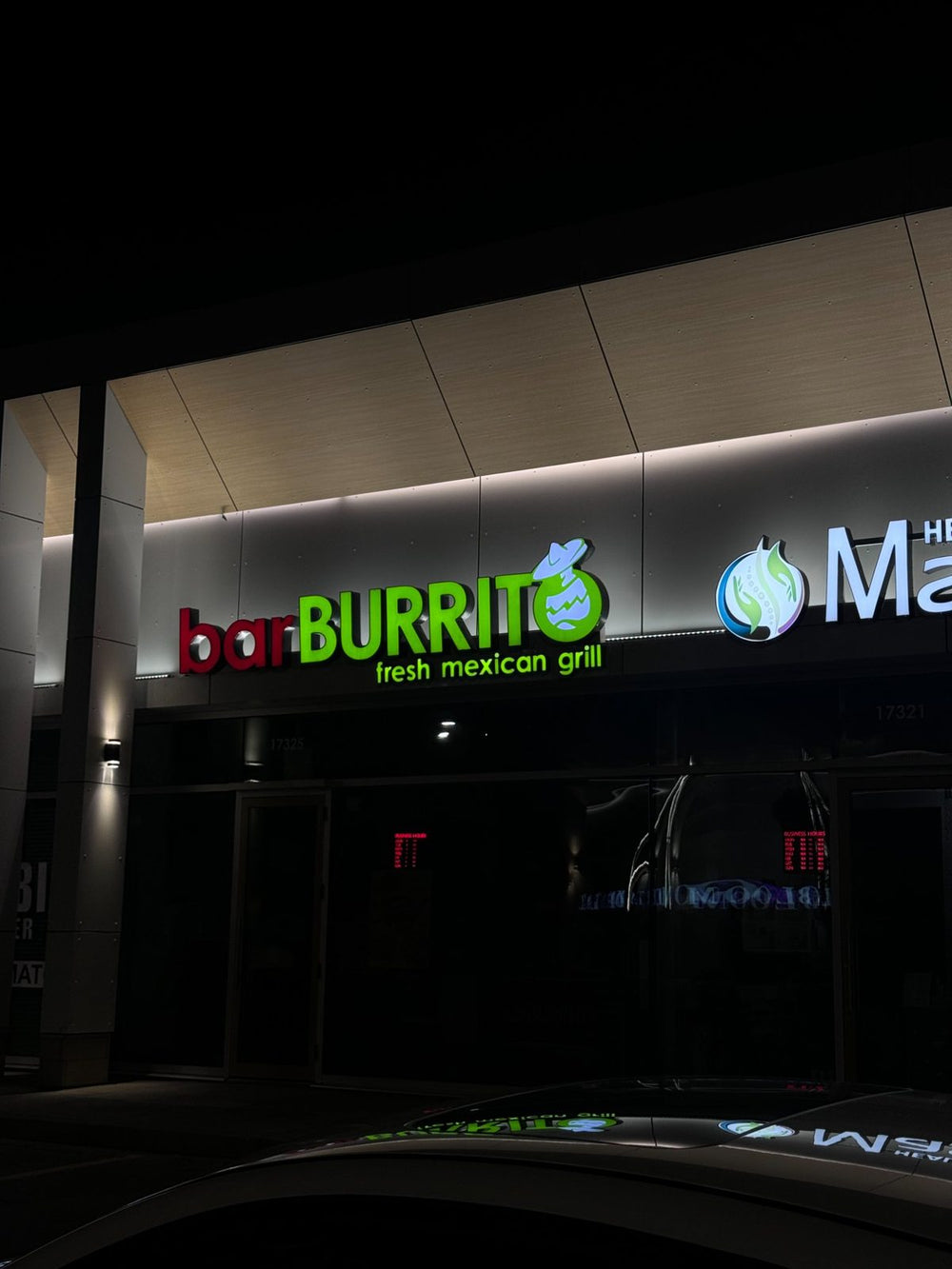 barBURRITO illuminated channel letters — commercial signage Calgary