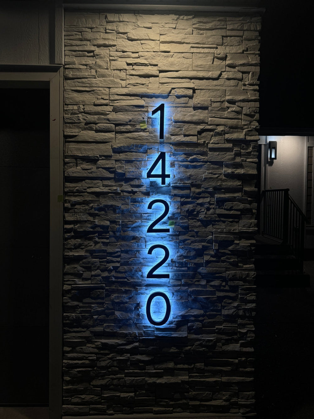 1420 halo-lit address numbers glowing at night — NEON YYC Calgary
