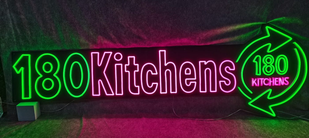 180 Kitchens large format LED neon sign — Calgary neon fabrication