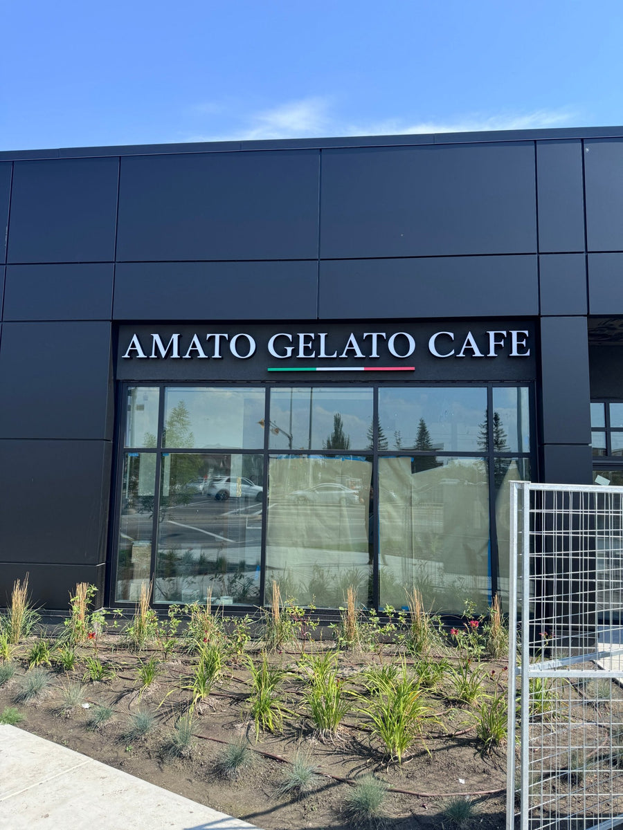 Amato Gelato Cafe storefront letters — commercial storefront signs Calgary by NEON YYC