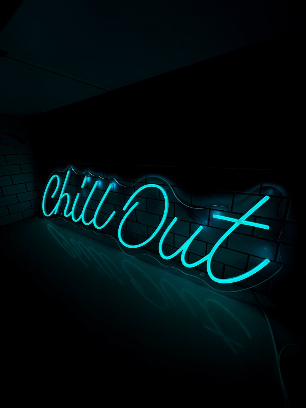 Chill Out ice blue script neon — NEON YYC Calgary