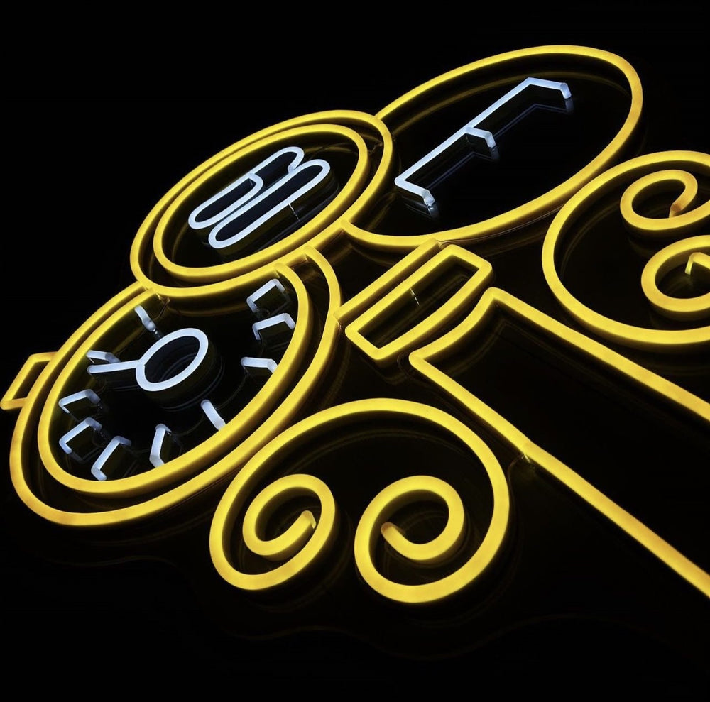 Custom yellow LED neon artwork sign — NEON YYC Calgary