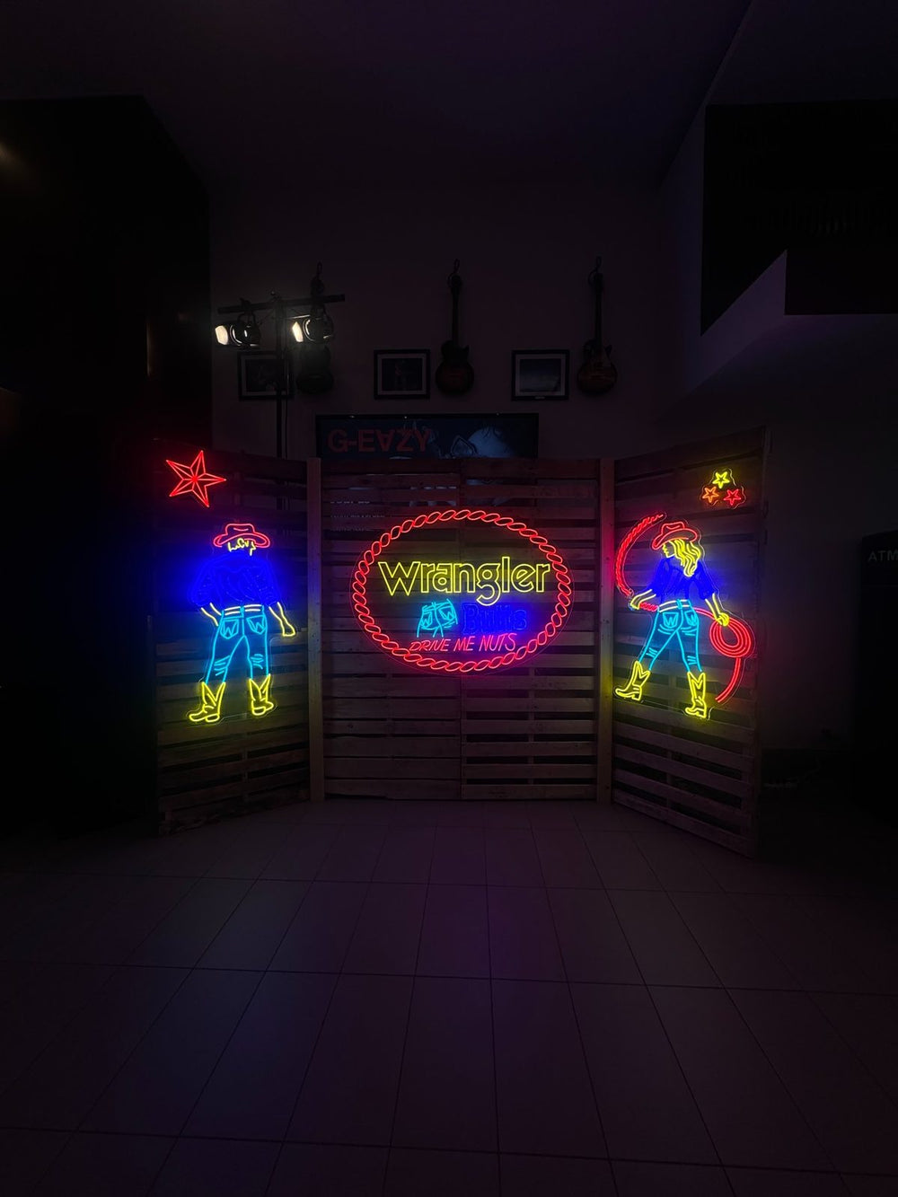 Custom neon cowboys sign for Wrangler — Calgary neon sign company